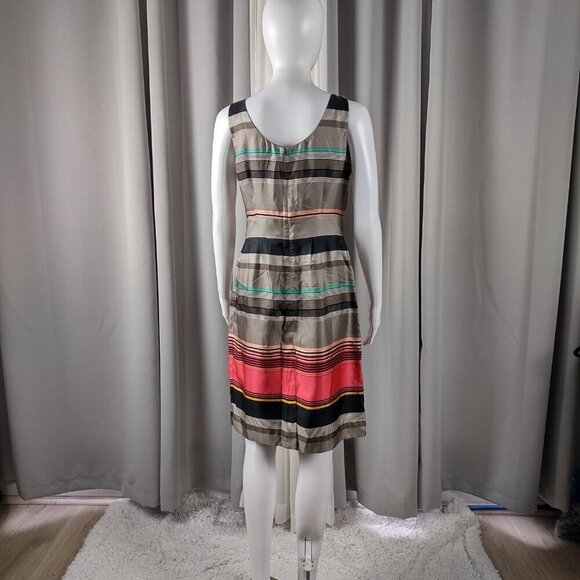 Banana Republic 100% Silk Striped Sheath Dress with Pockets Size 4P Casey Style - Picture 4 of 11